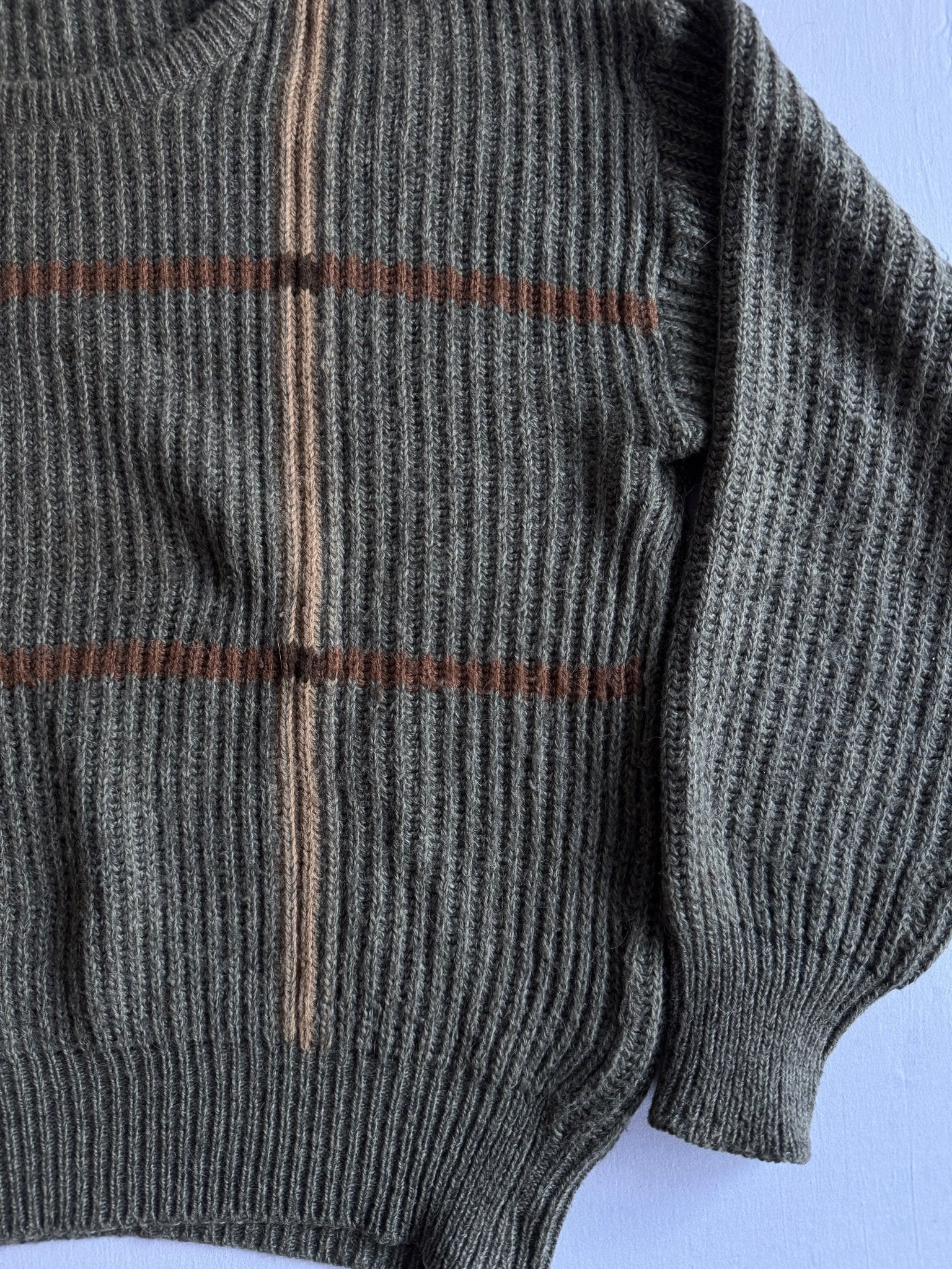 🧶 Pulover Vintage Texturat cu Model Geometric / Tricot Italian (Mărime 48 - M) - anbracaminte