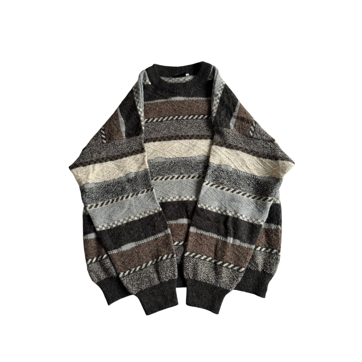 🧶 Pulover Vintage Texturat din Lână și Acril – L - anbracaminte