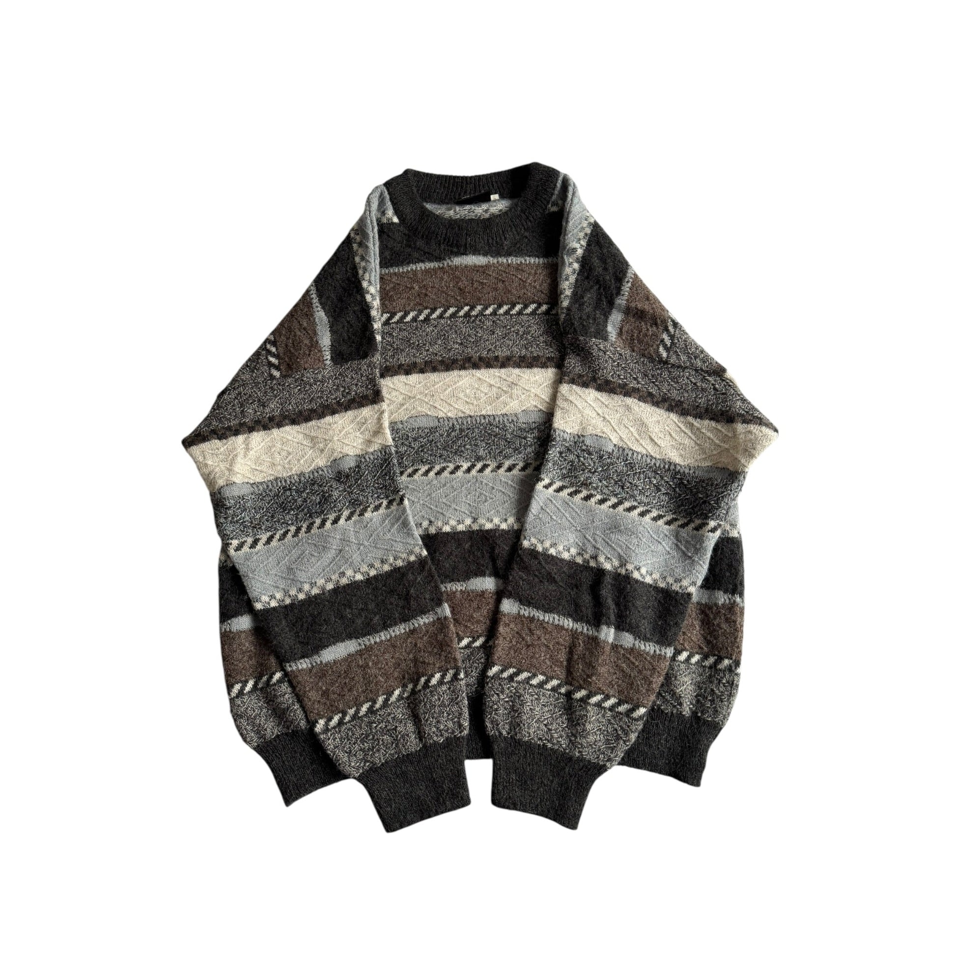 🧶 Pulover Vintage Texturat din Lână și Acril – L - anbracaminte