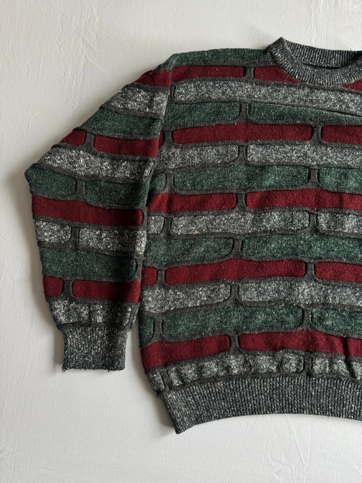 🧶 Pulover Vintage Texturat – Mărime Bărbați L, Boxy Fit - anbracaminte