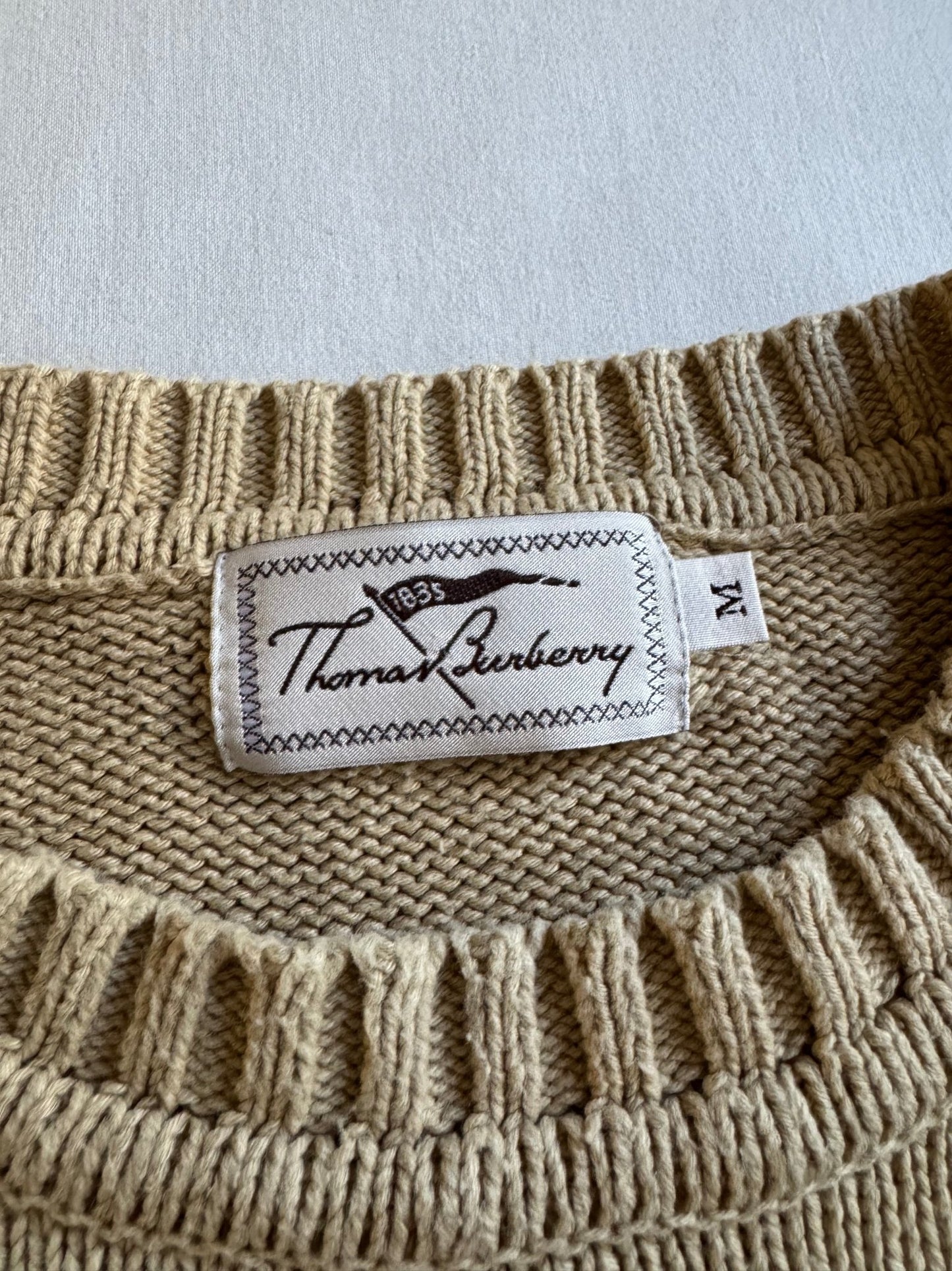 🧶 Pulover vintage Thomas Burberry – crem – Made in Spain – mărimea M - anbracaminte
