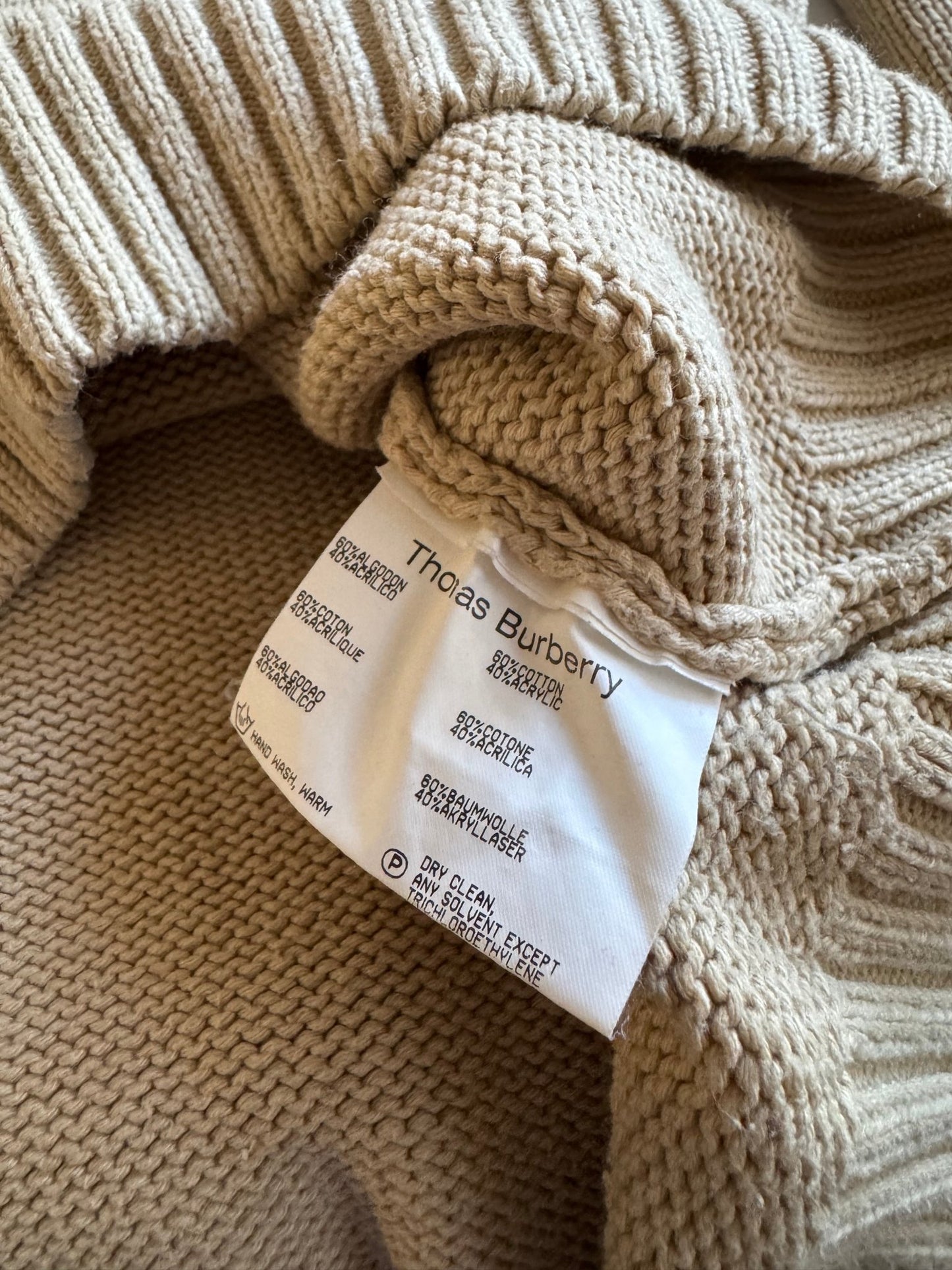 🧶 Pulover vintage Thomas Burberry – crem – Made in Spain – mărimea M - anbracaminte