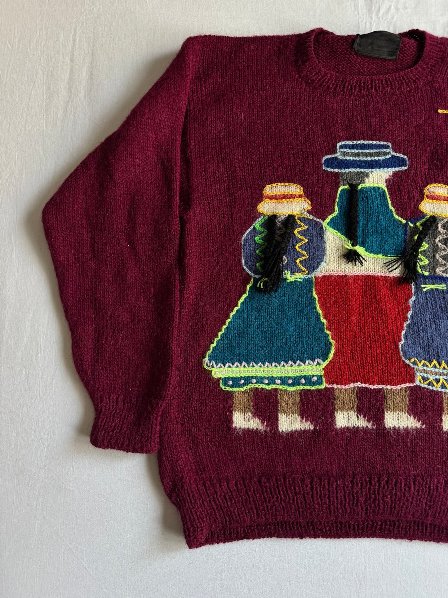 🧶 Pulover Vintage Tradițional Peruvian din Alpaca – L - anbracaminte