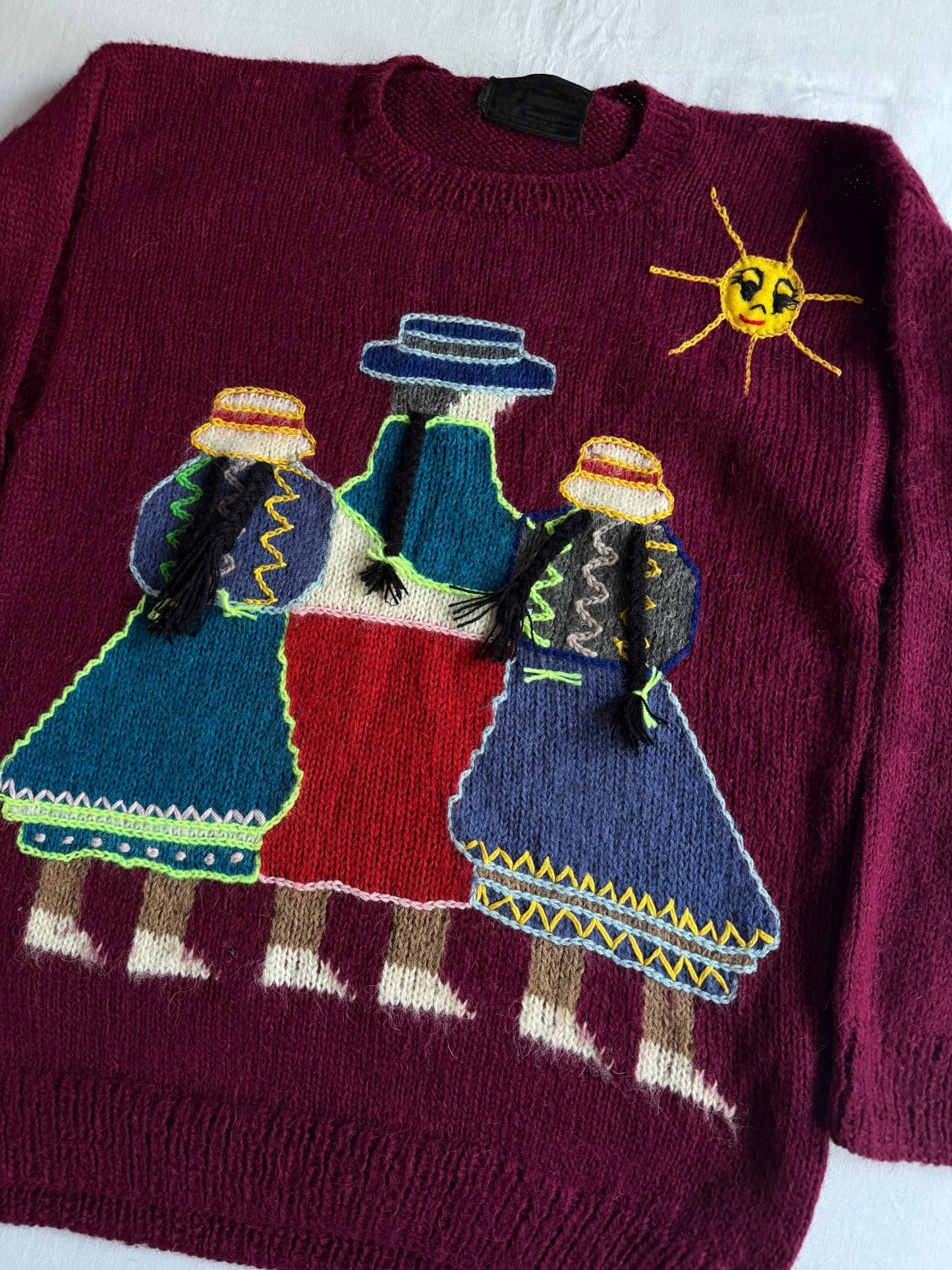 🧶 Pulover Vintage Tradițional Peruvian din Alpaca – L - anbracaminte