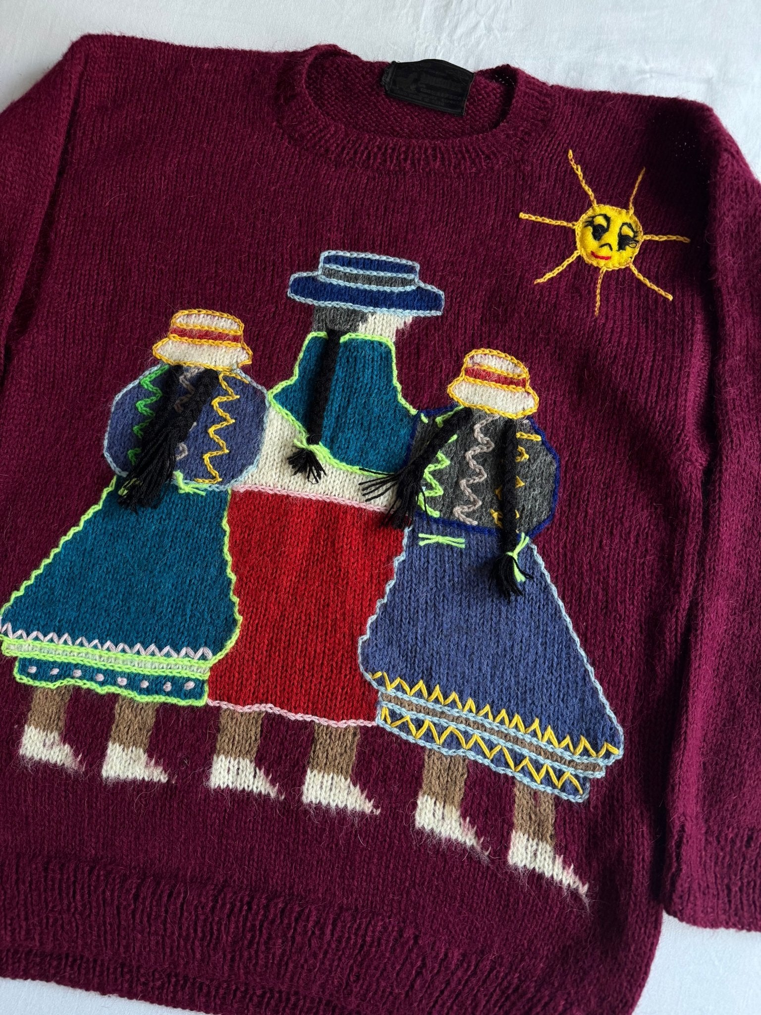 🧶 Pulover Vintage Tradițional Peruvian din Alpaca – L - anbracaminte