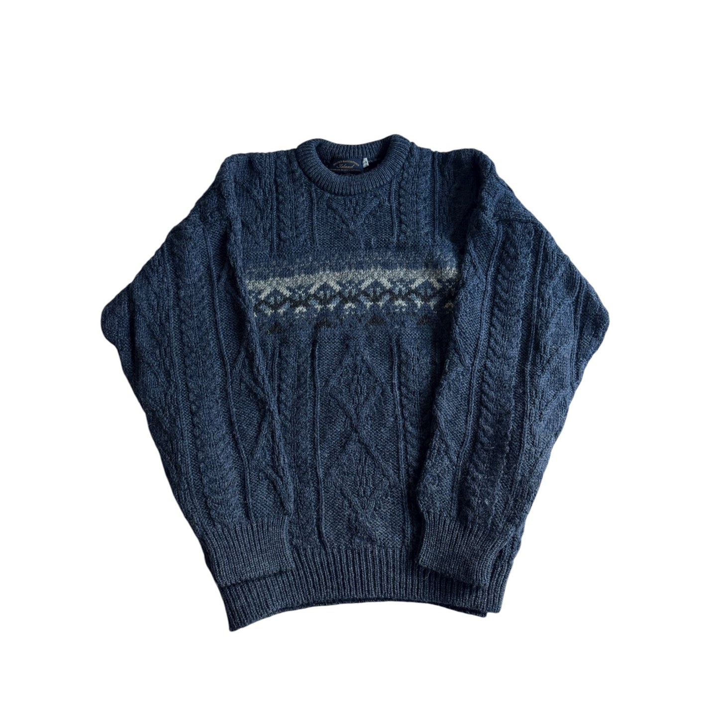 🧶 Pulover Vintage Tricot Gros Navy / Cable Knit (Mărime L) - anbracaminte