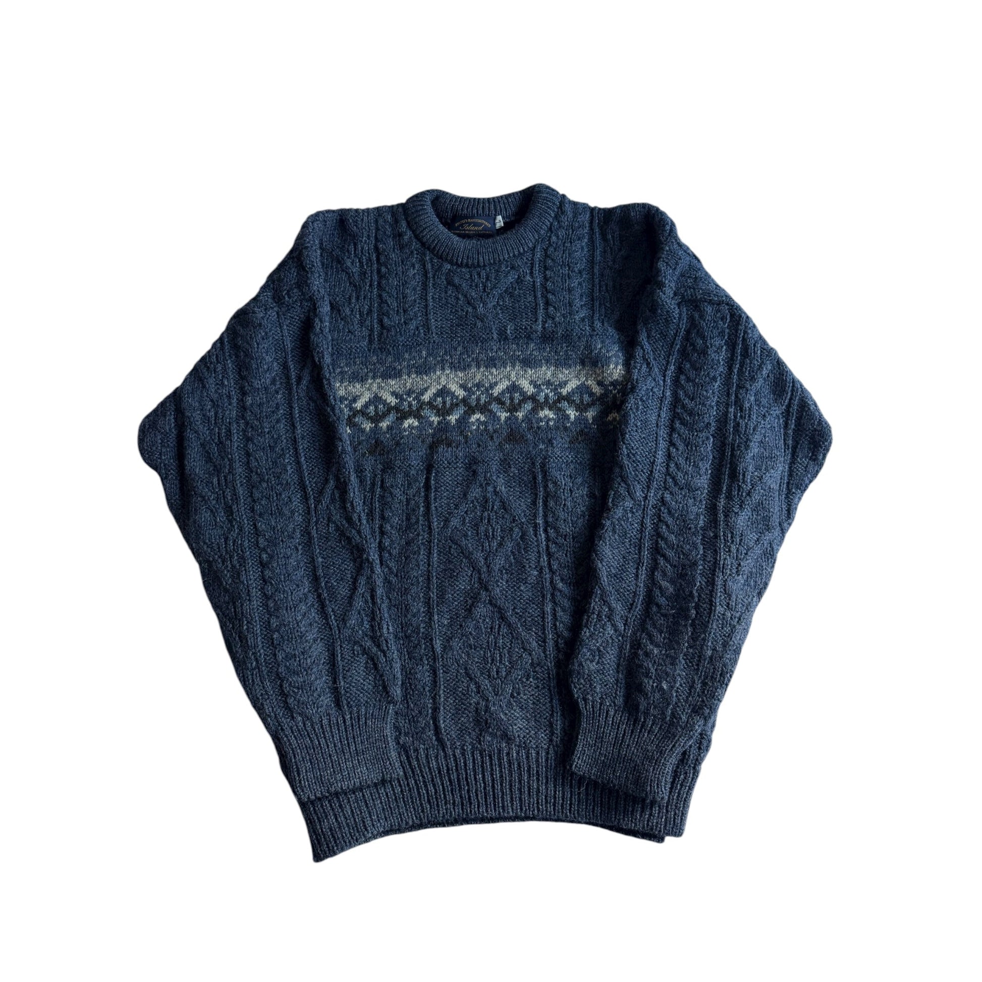 🧶 Pulover Vintage Tricot Gros Navy / Cable Knit (Mărime L) - anbracaminte