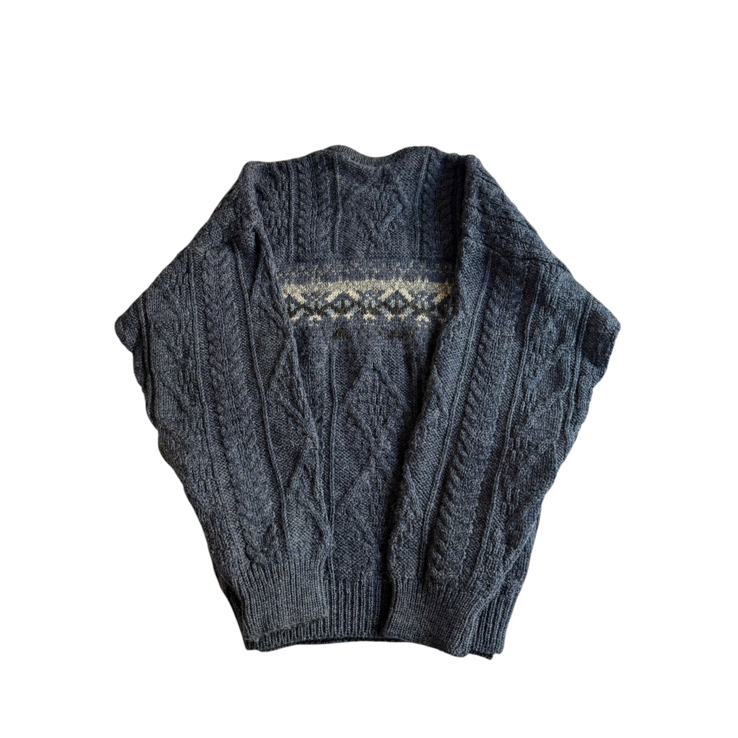 🧶 Pulover Vintage Tricot Gros Navy / Cable Knit (Mărime L) - anbracaminte