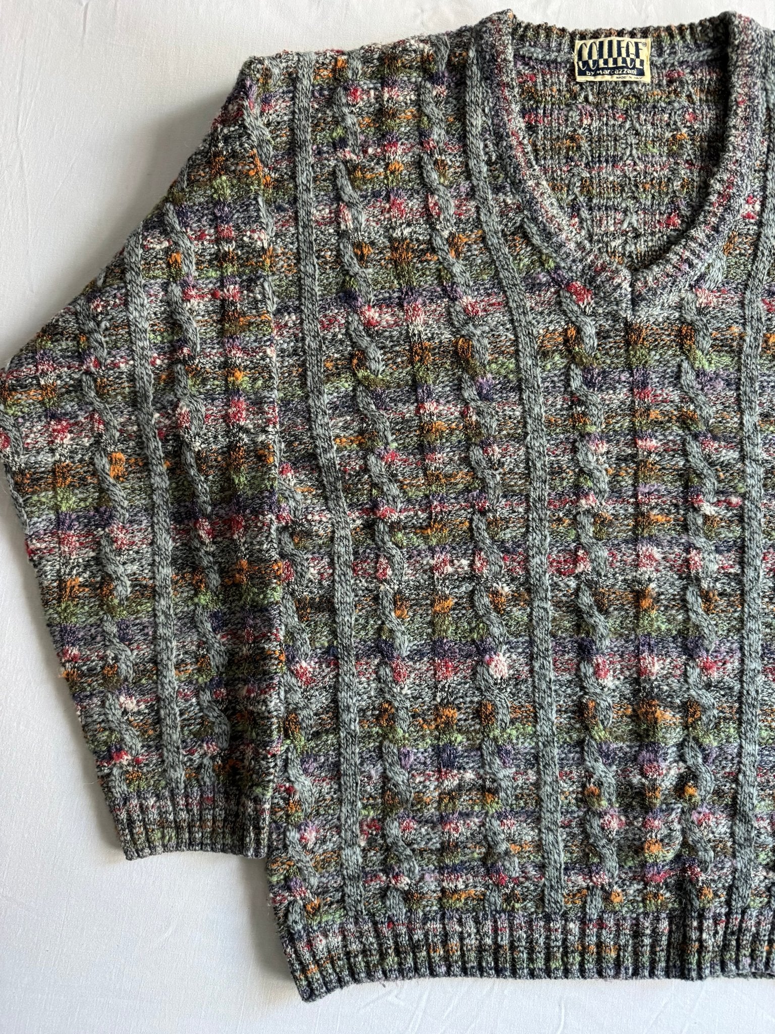 🧶 Pulover Vintage V - Neck Structurat / Wool & Acrylic (Mărime 50 - L) - anbracaminte