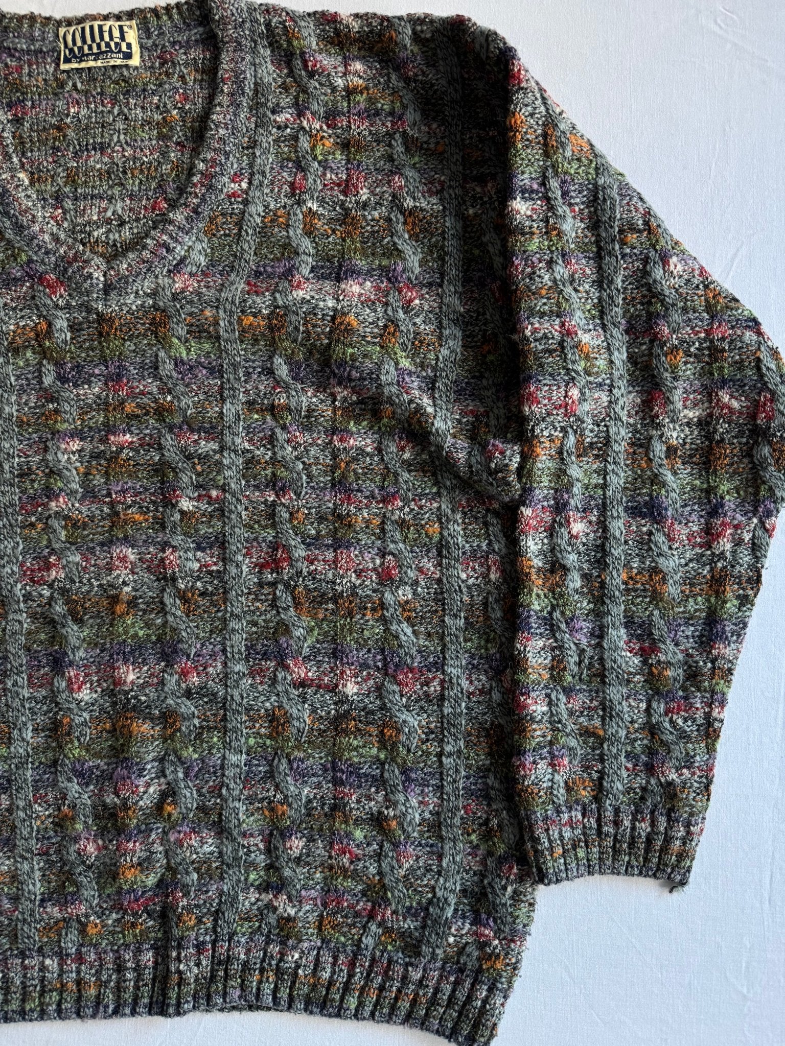 🧶 Pulover Vintage V - Neck Structurat / Wool & Acrylic (Mărime 50 - L) - anbracaminte