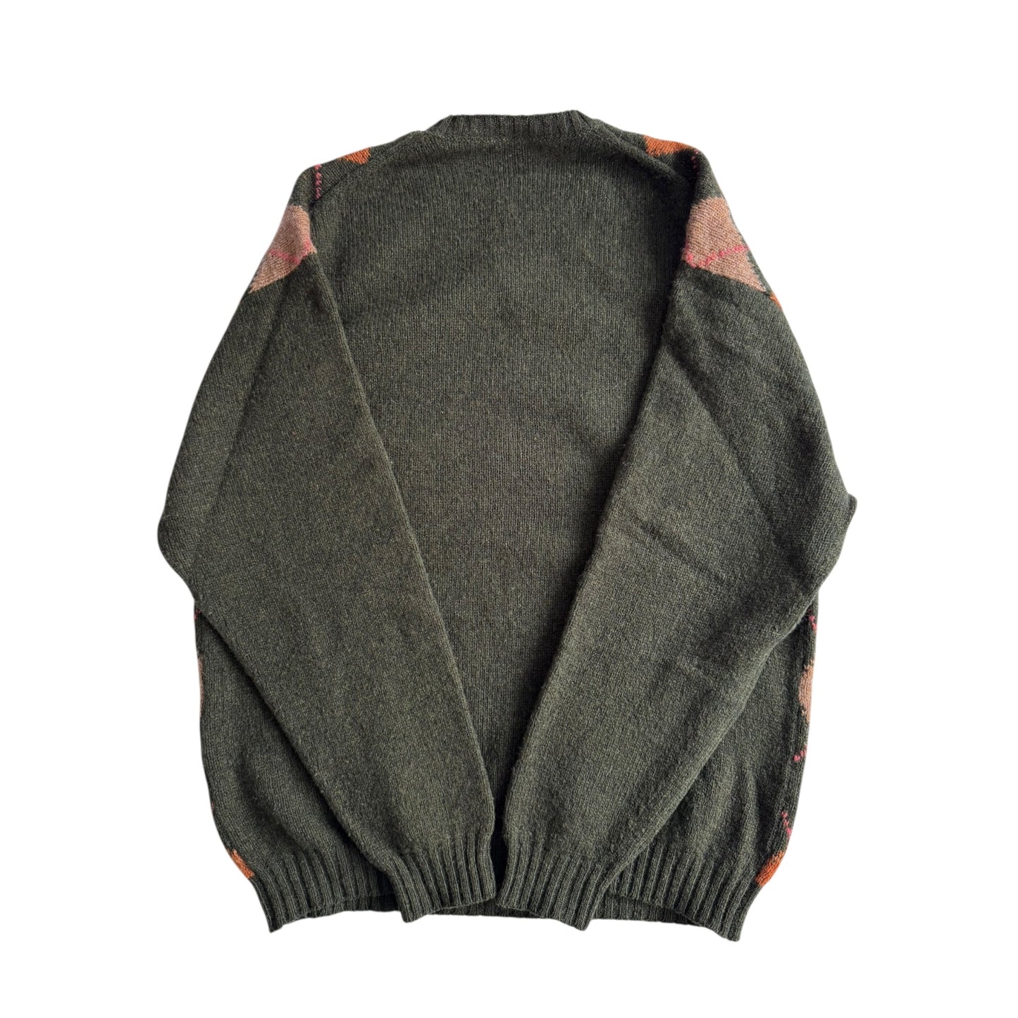 🧶 Pulover Vintage Verde Închis cu Model Argyle – L Bărbați - anbracaminte