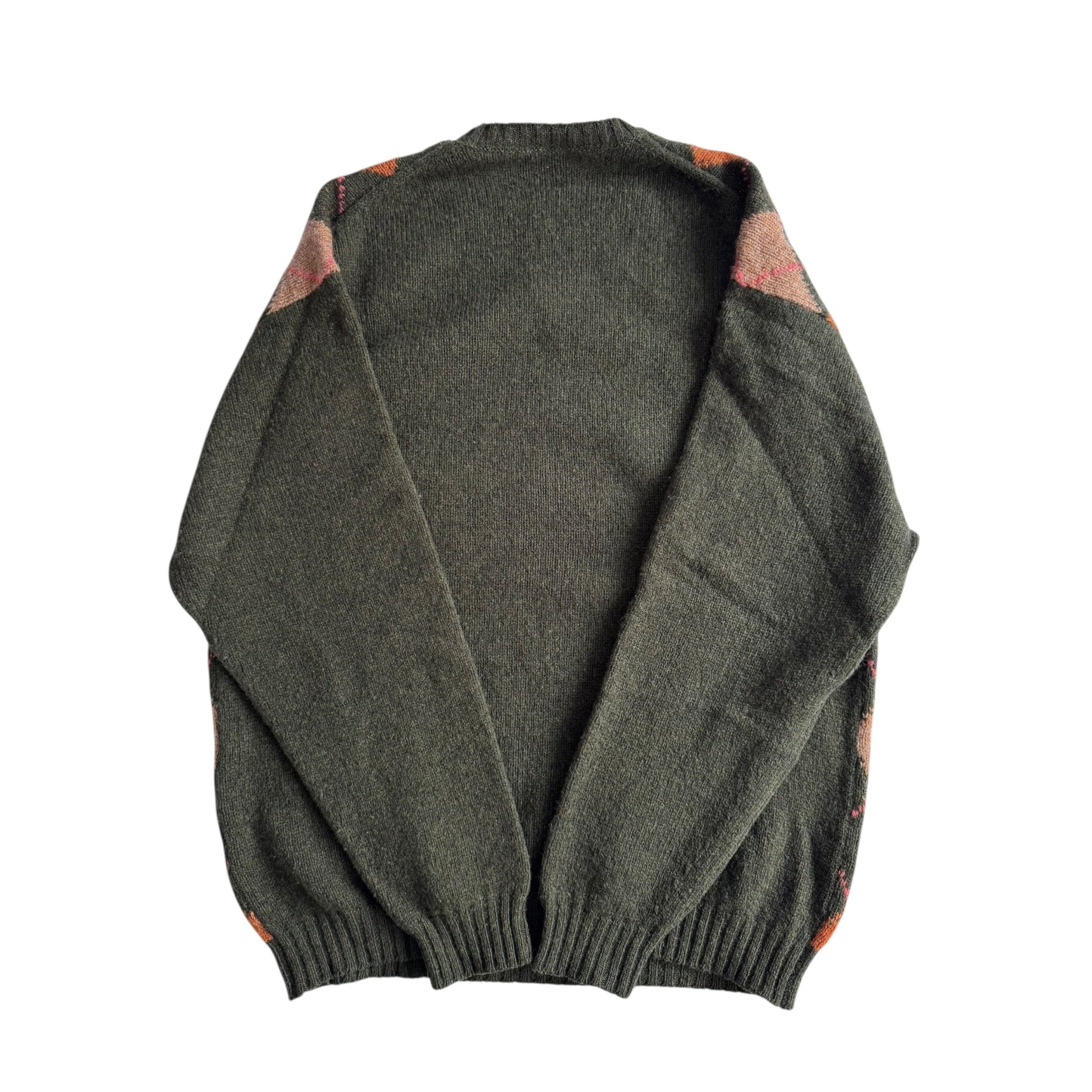 🧶 Pulover Vintage Verde Închis cu Model Argyle – L Bărbați - anbracaminte