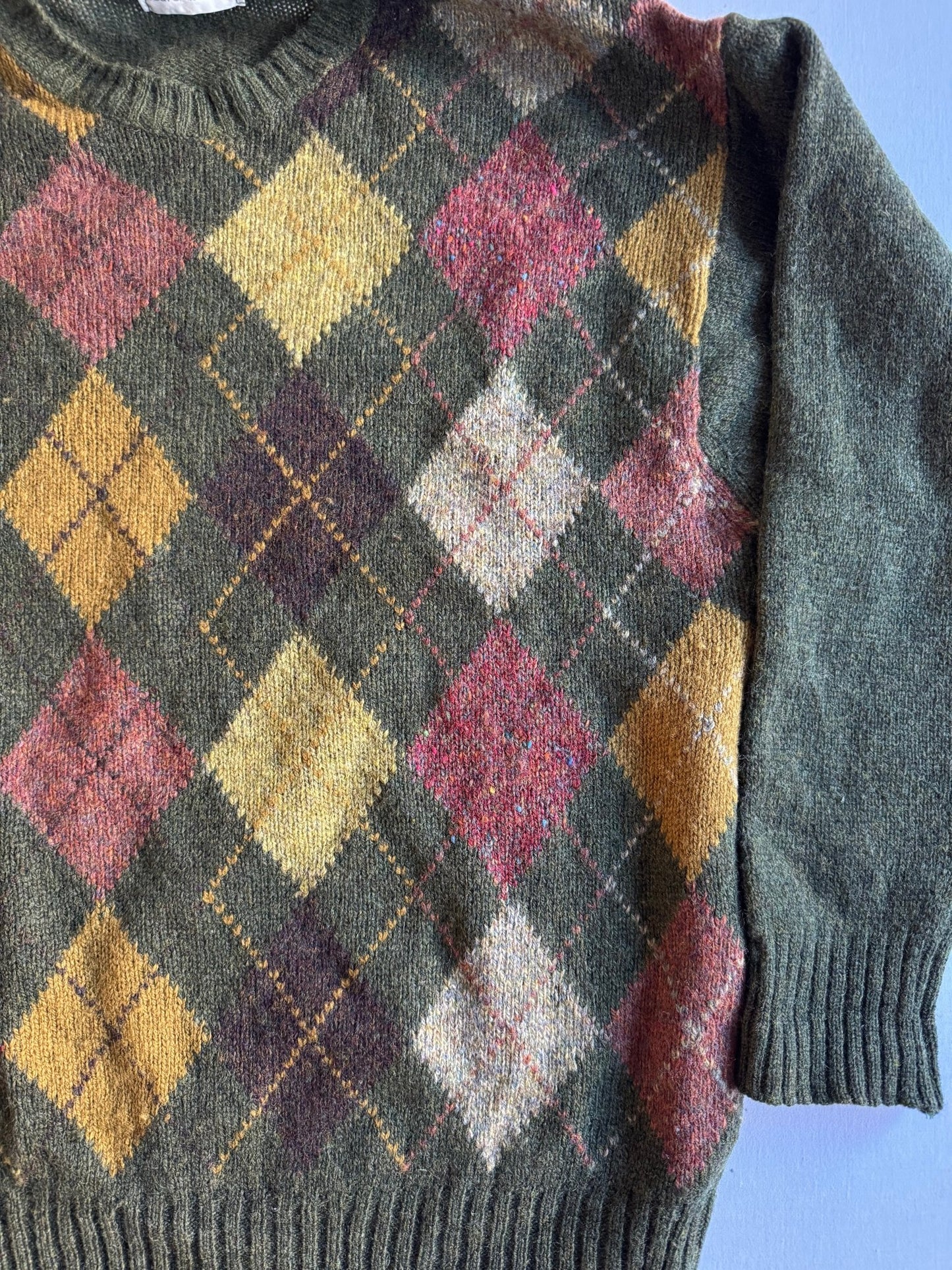 🧶 Pulover Vintage Verde Închis / Model Argyle (Mărime M) - anbracaminte