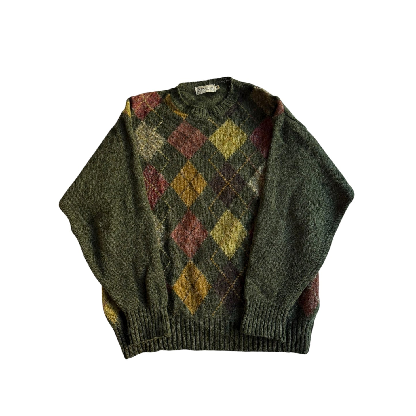 🧶 Pulover Vintage Verde Închis / Model Argyle (Mărime M) - anbracaminte