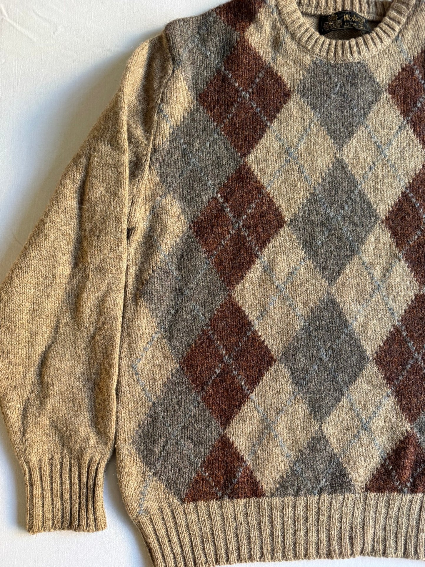 🧶 Pulover Vintage Wolsey Crem / Model Argyle (Mărime 50 - L) - anbracaminte