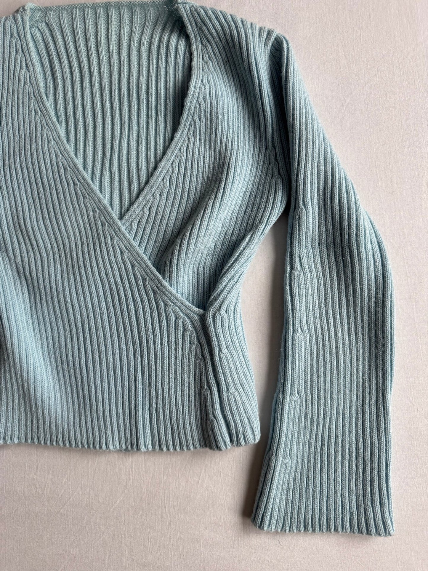 🧶 Pulover Y2K Damă Baby Blue cu Decolteu în V – Aprox. M/L Femei - anbracaminte