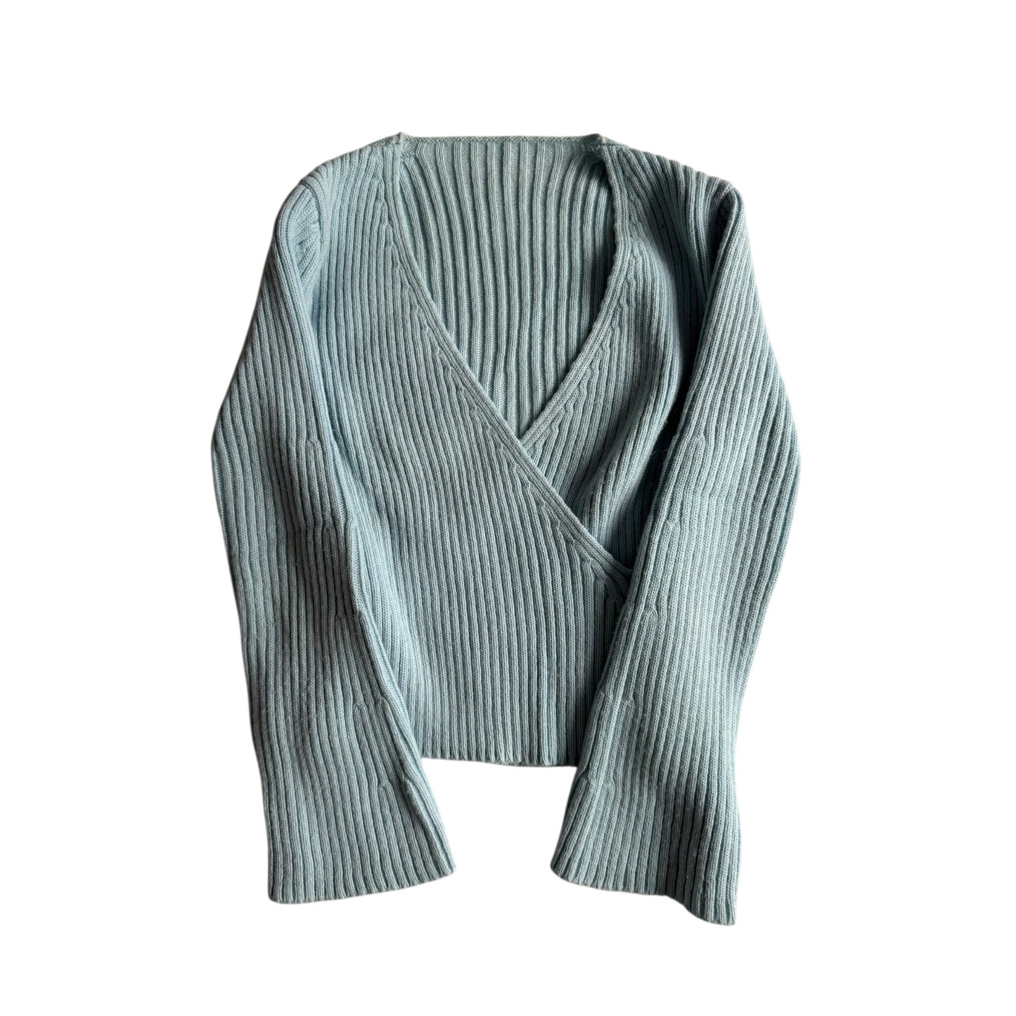 🧶 Pulover Y2K Damă Baby Blue cu Decolteu în V – Aprox. M/L Femei - anbracaminte