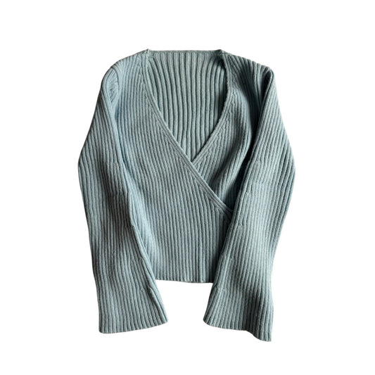 🧶 Pulover Y2K Damă Baby Blue cu Decolteu în V – Aprox. M/L Femei - anbracaminte