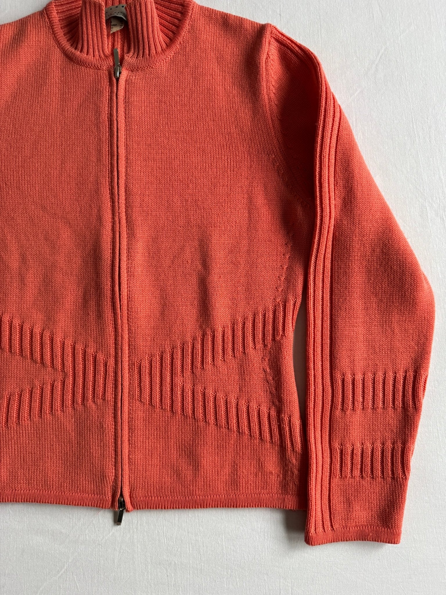 🧶 Pulover Y2K Damă Salmon Orange din Lână Merino Extra Fine – EU 36 (S) - anbracaminte