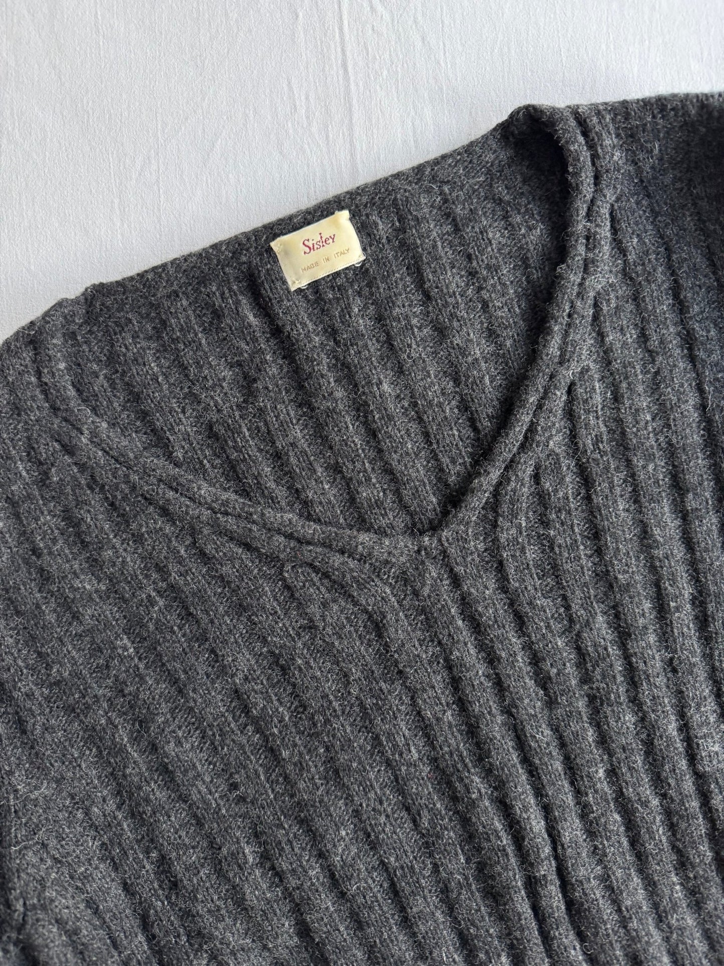 🧶 Pulover Y2K Damă Sisley Gri Închis Cropped – M - anbracaminte