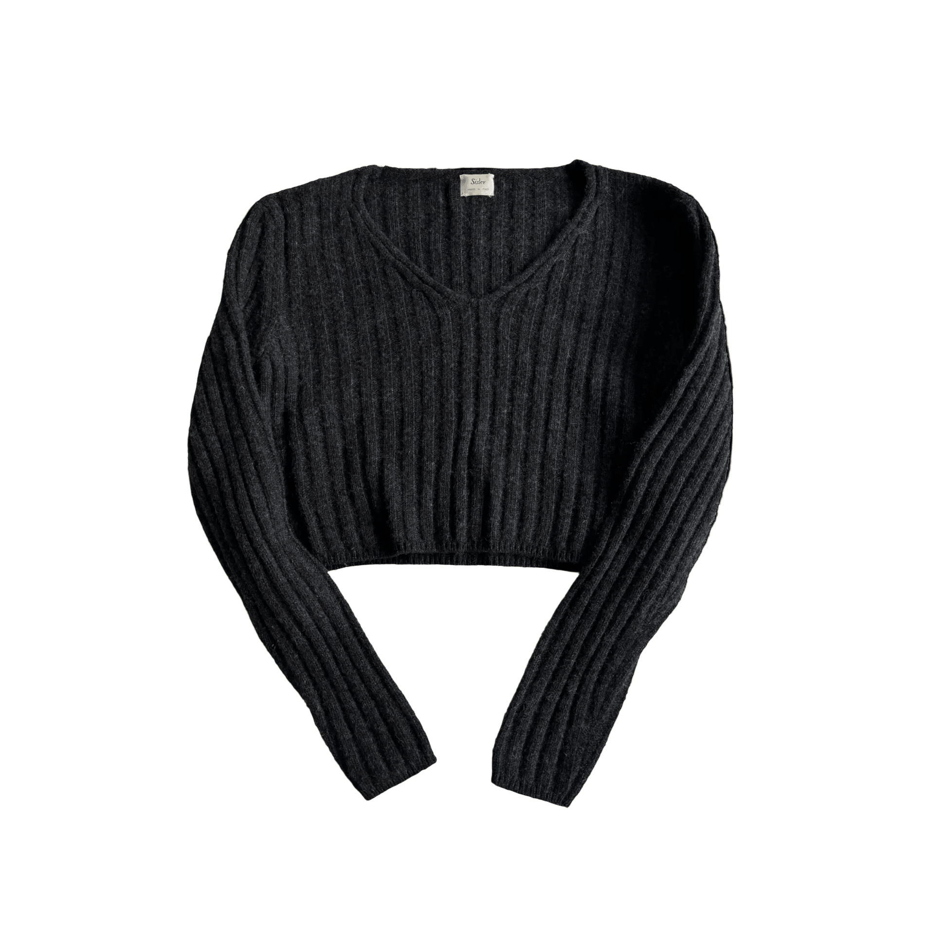🧶 Pulover Y2K Damă Sisley Gri Închis Cropped – M - anbracaminte