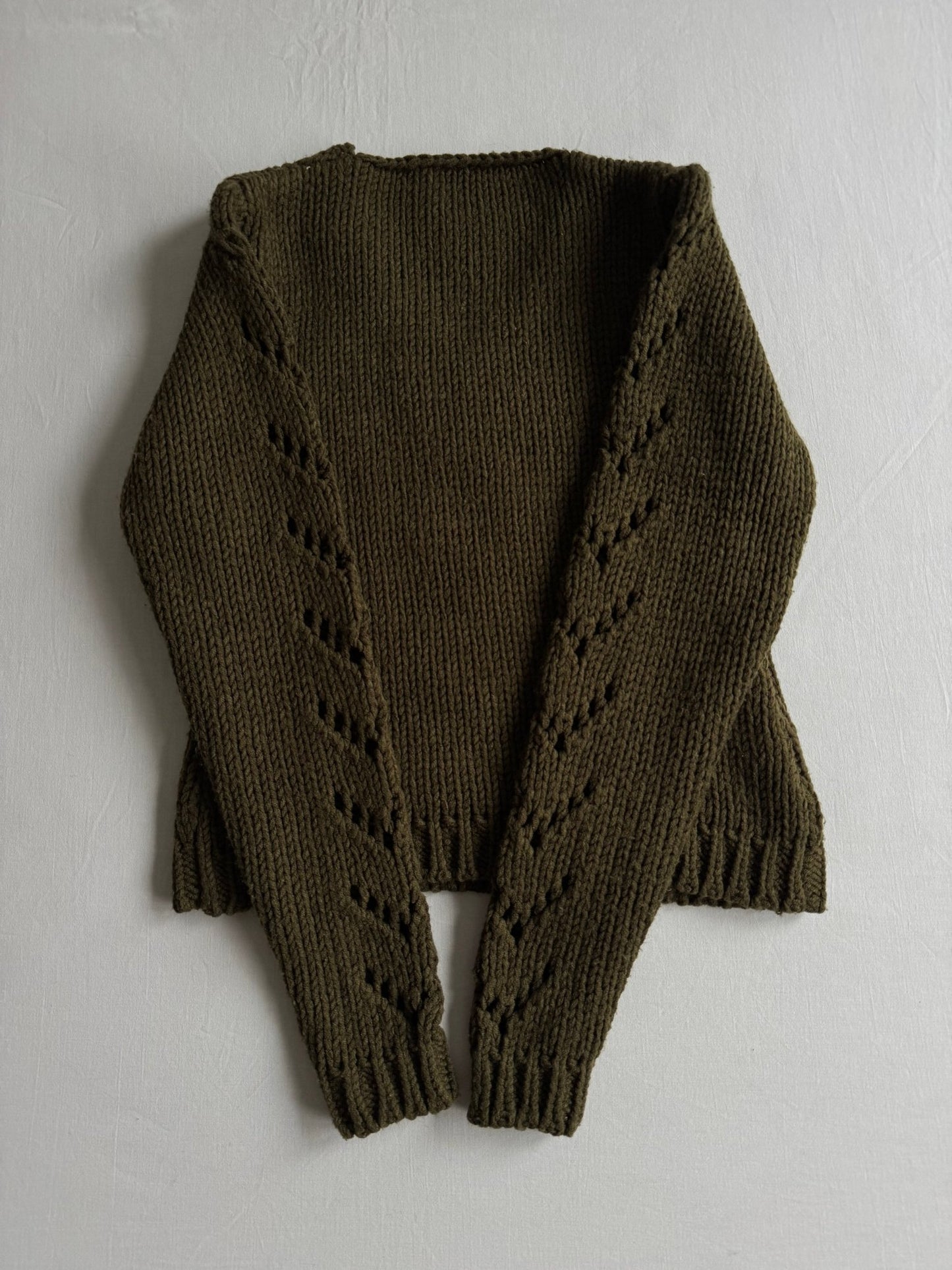 🧶 Pulover Y2K Damă Verde Închis cu Guler V din Lână – aprox. S / M - anbracaminte