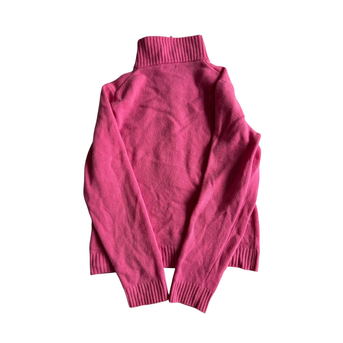 🧶 Pulover Y2K Lana Virgina Damă Benetton Roz cu Fermoar – M - anbracaminte