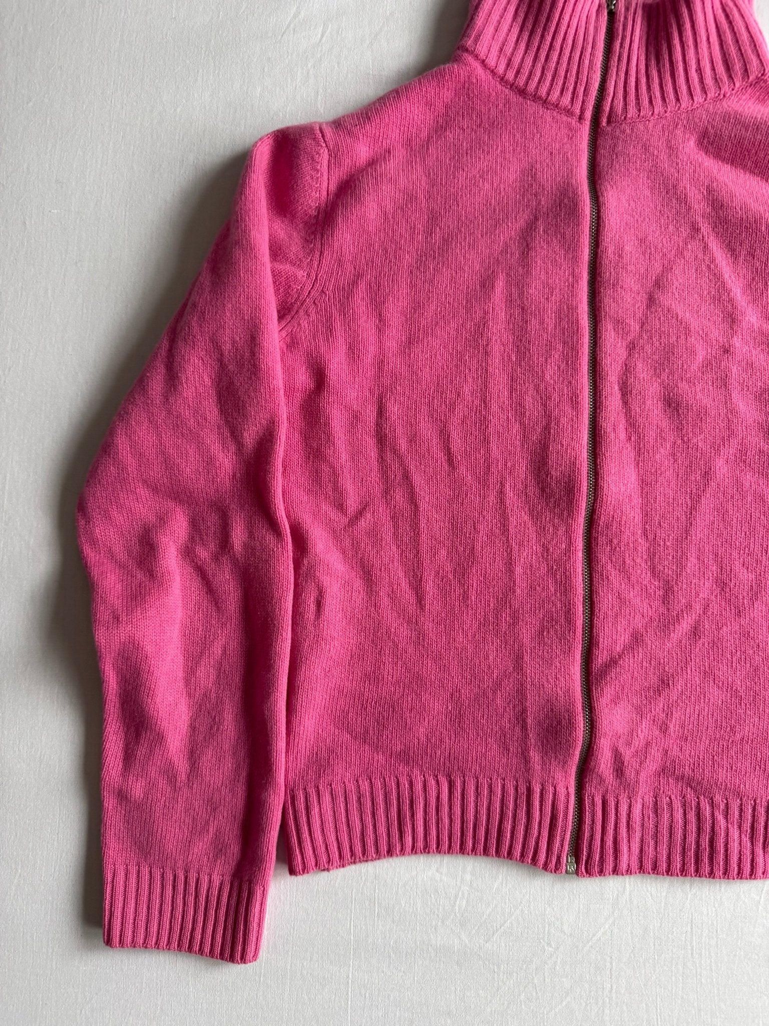 🧶 Pulover Y2K Lana Virgina Damă Benetton Roz cu Fermoar – M - anbracaminte
