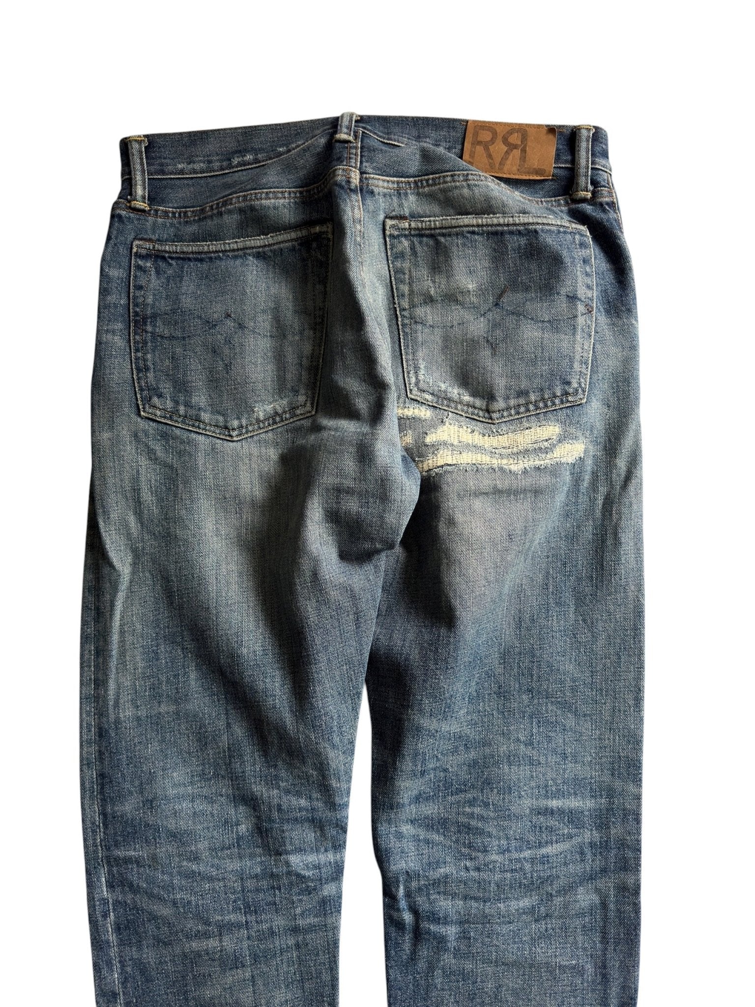 🪡 Ralph Lauren Double RL Slim Patchwork Jeans – W31 x L32 – Made in Mexico - anbracaminte