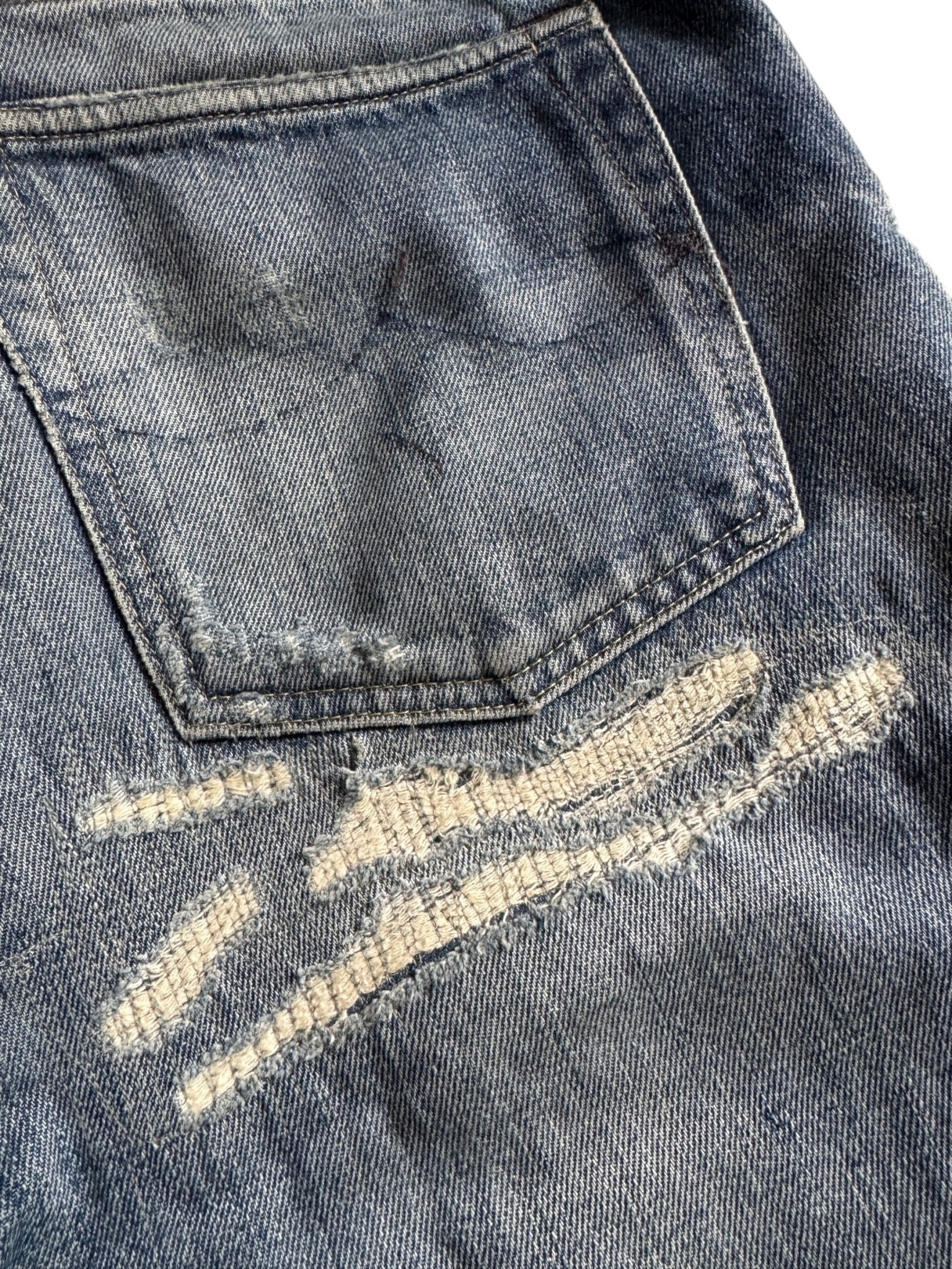 🪡 Ralph Lauren Double RL Slim Patchwork Jeans – W31 x L32 – Made in Mexico - anbracaminte