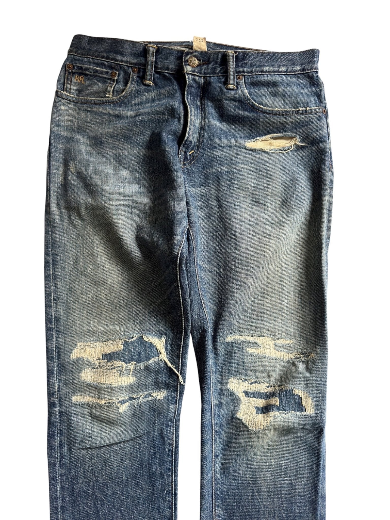 🪡 Ralph Lauren Double RL Slim Patchwork Jeans – W31 x L32 – Made in Mexico - anbracaminte
