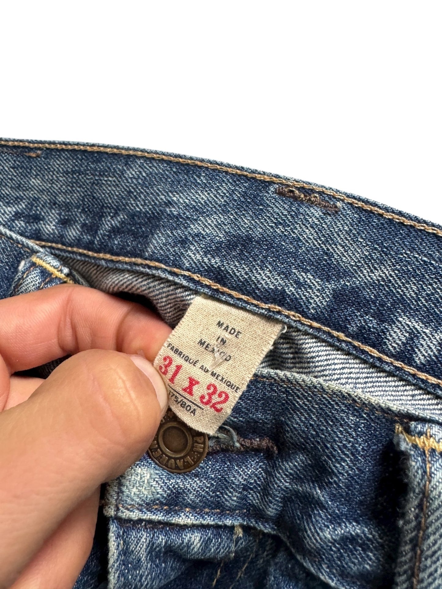 🪡 Ralph Lauren Double RL Slim Patchwork Jeans – W31 x L32 – Made in Mexico - anbracaminte