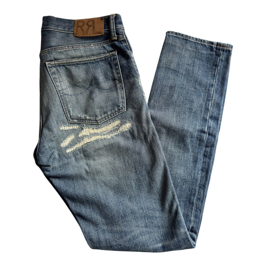 🪡 Ralph Lauren Double RL Slim Patchwork Jeans – W31 x L32 – Made in Mexico - anbracaminte