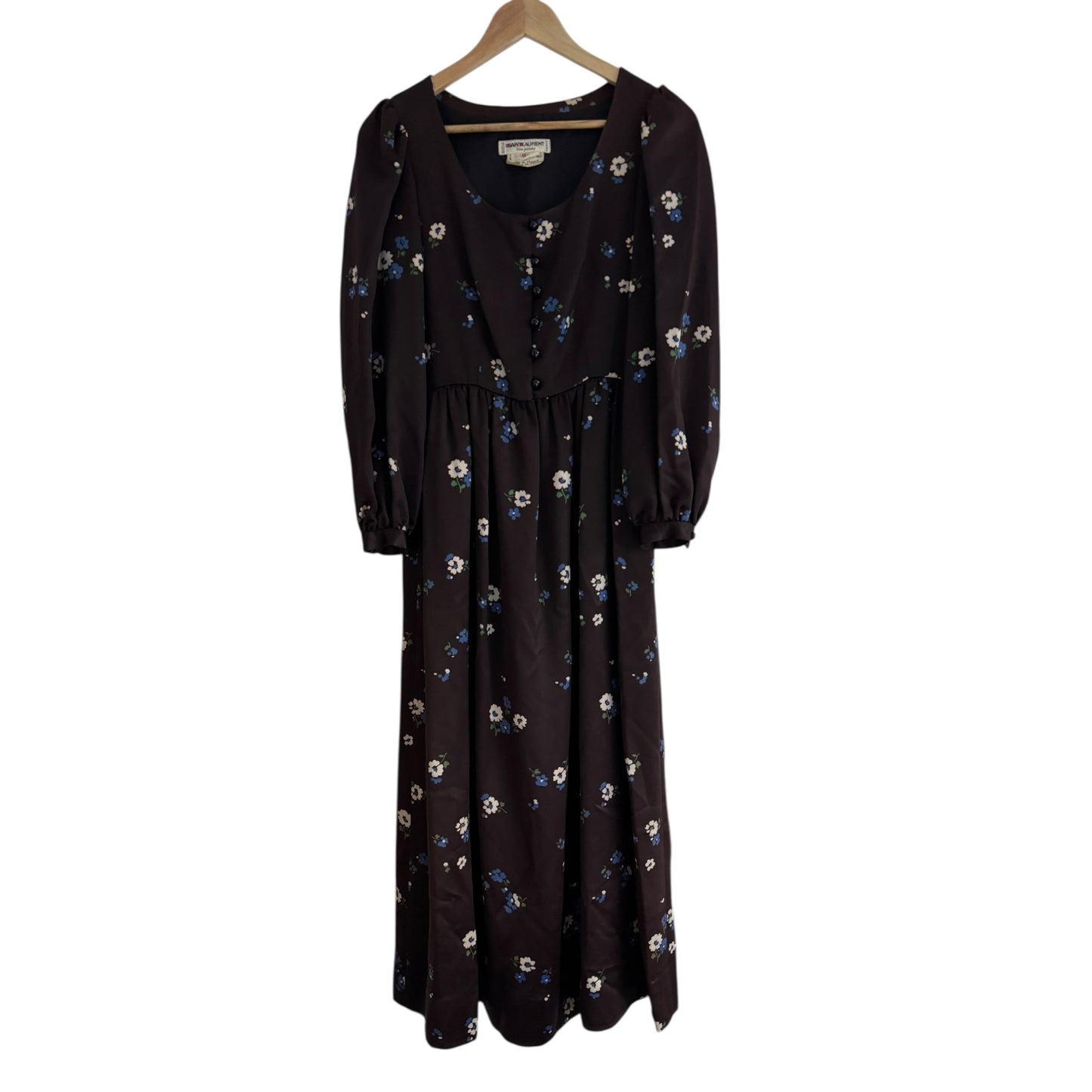👗 Rochie Runway Yves Saint Laurent 1974 – Satin Maro cu Print Floral - anbracaminte
