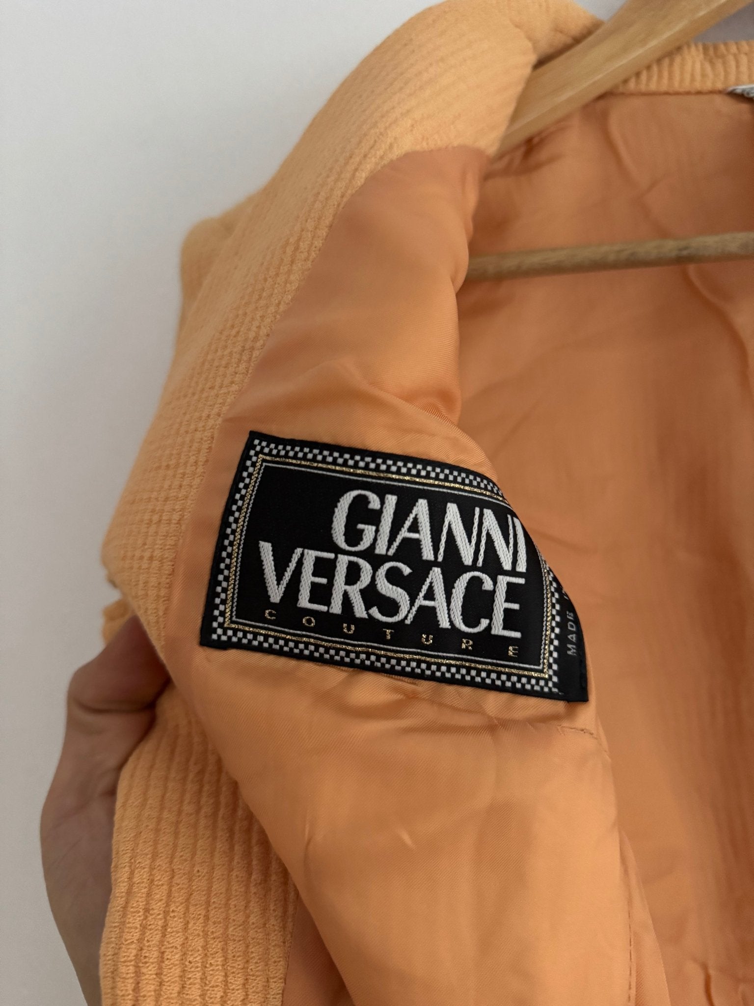 🐍 Sacou Gianni Versace Couture 1995 – Portocaliu Deschis – XS/S Femei - anbracaminte