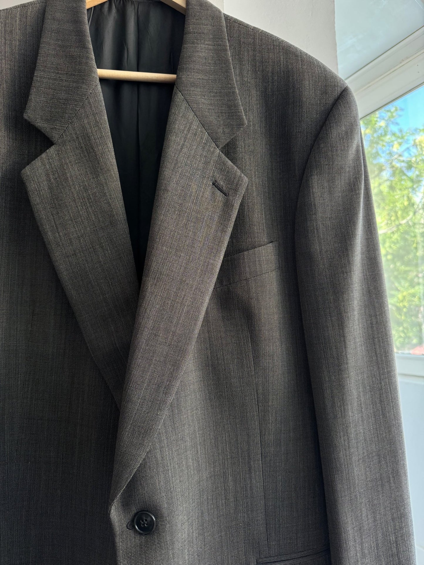 👔 Sacou Vintage Armani Gri din Lână Virgină – EU 52 (XL Bărbați) – Made in Italy - anbracaminte