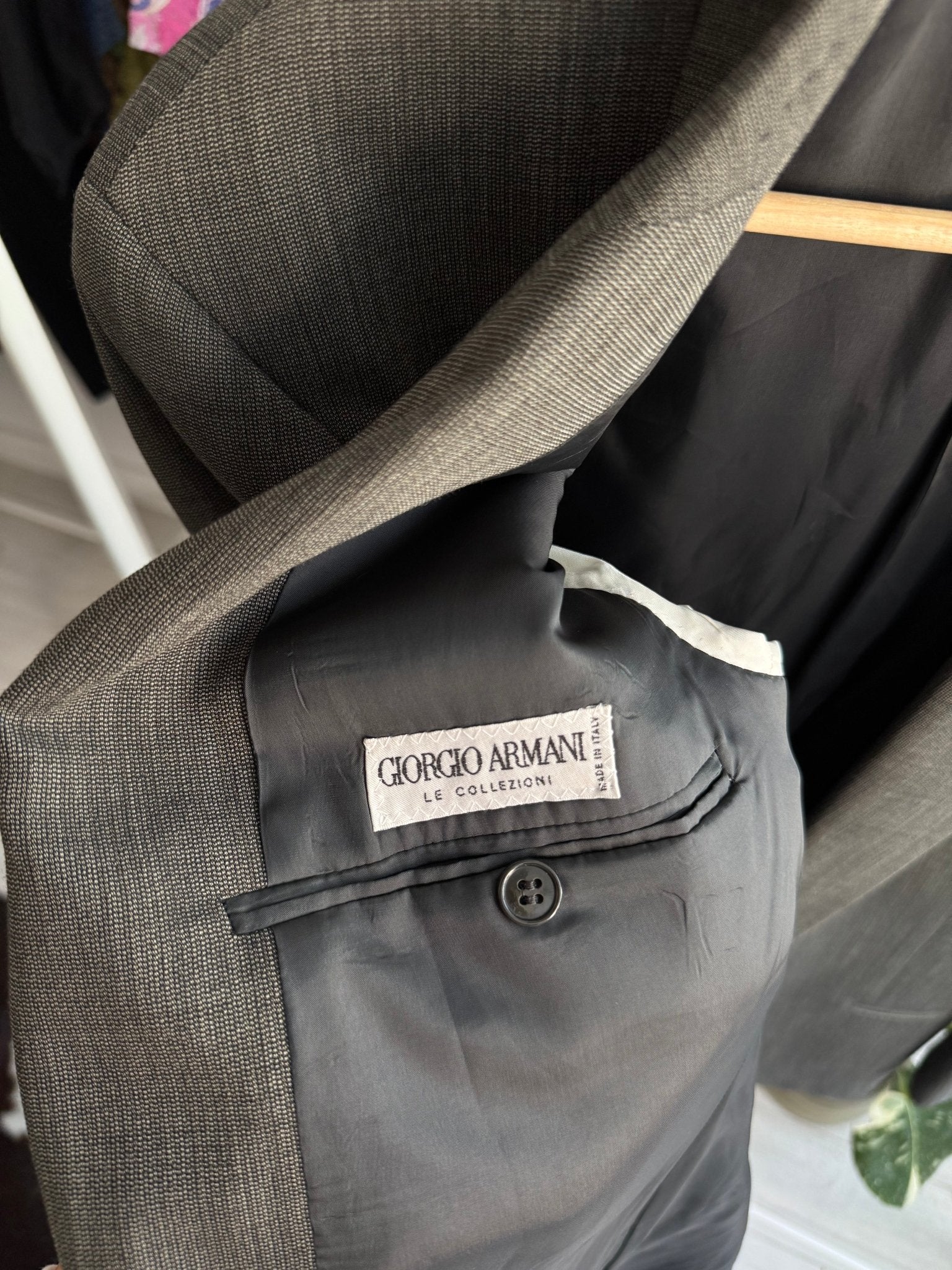 👔 Sacou Vintage Armani Gri din Lână Virgină – EU 52 (XL Bărbați) – Made in Italy - anbracaminte