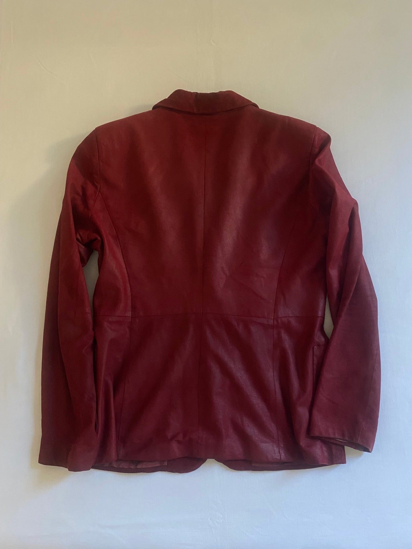 Sacou Vintage Emporio Armani – Piele Burgundy – Anii ’80 – Made in Italy – IT 44 - anbracaminte