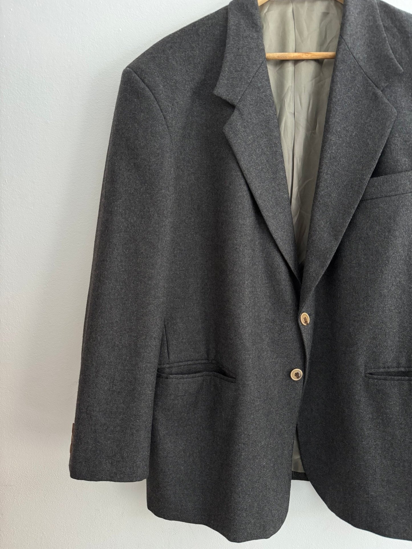 🧥 Sacou Vintage Gri din Lână Virgină – EU 52 (XL Bărbați) - anbracaminte