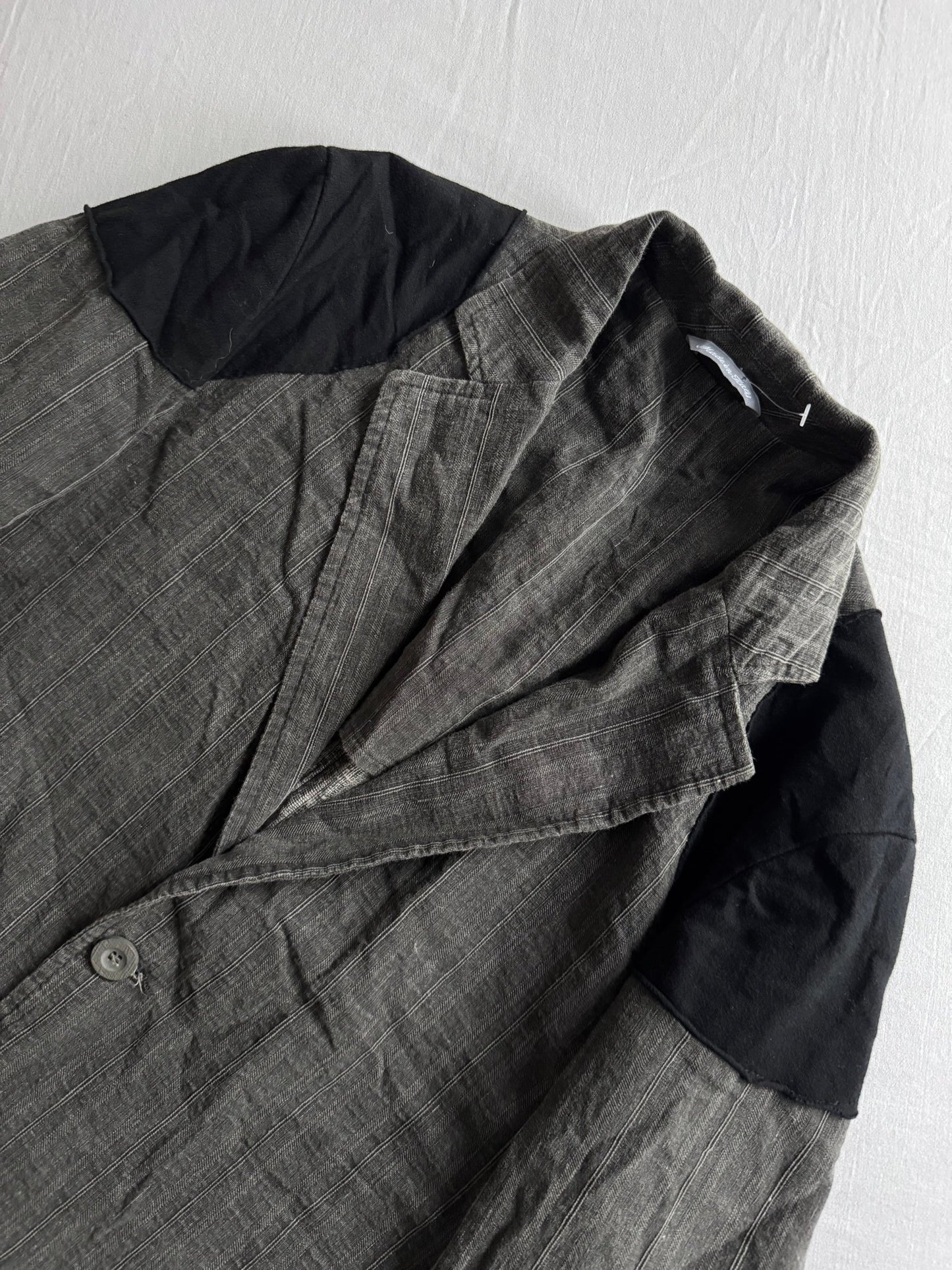 🧥 Sacou Vintage Patchwork Gri din Bumbac – Mărime S Bărbați - anbracaminte