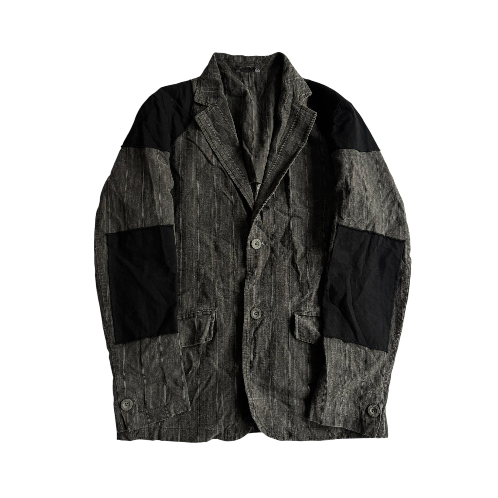 🧥 Sacou Vintage Patchwork Gri din Bumbac – Mărime S Bărbați - anbracaminte