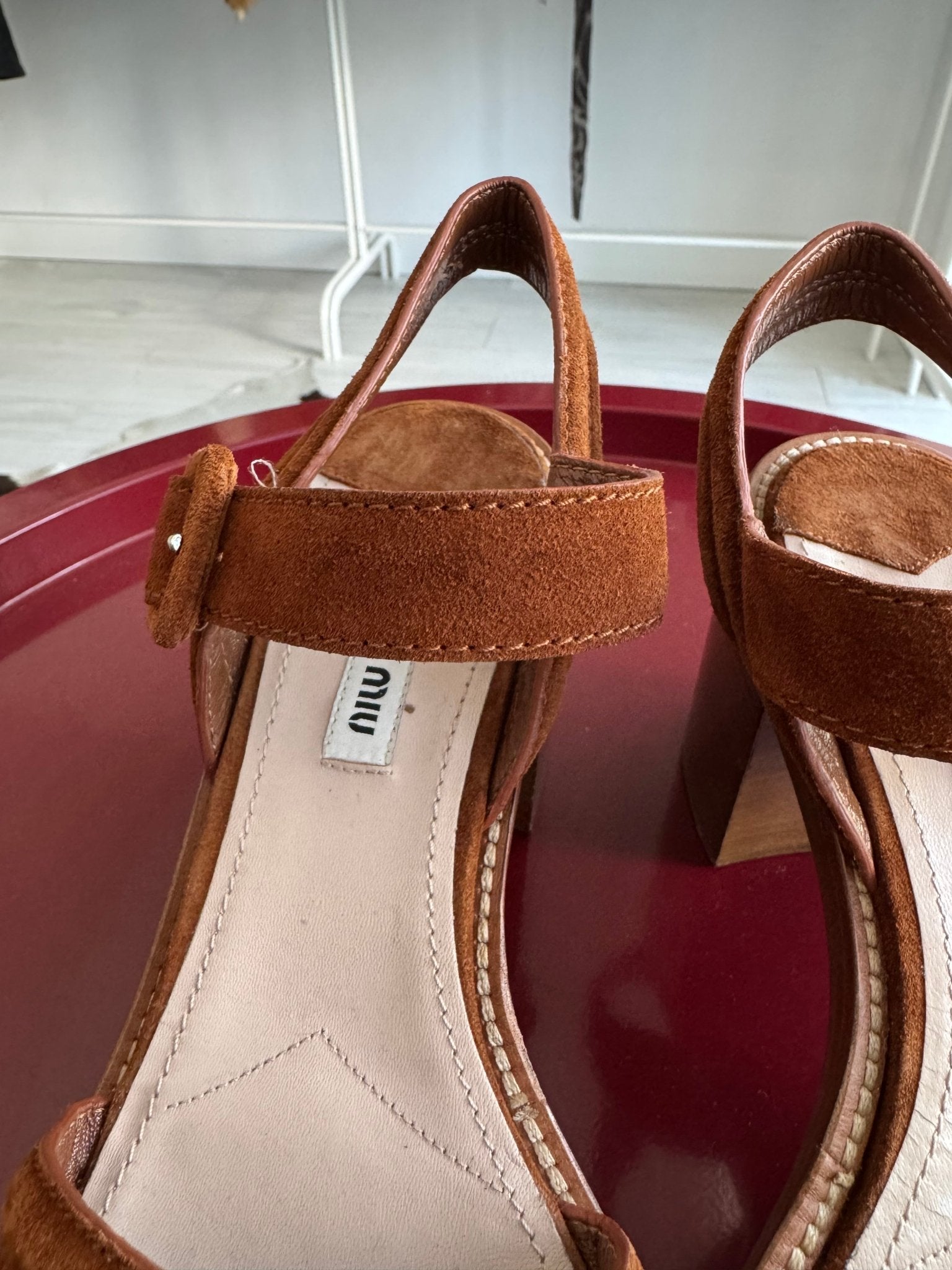👡 Sandale Miu Miu din Suede Maro – EU 38 – Made in Italy - anbracaminte