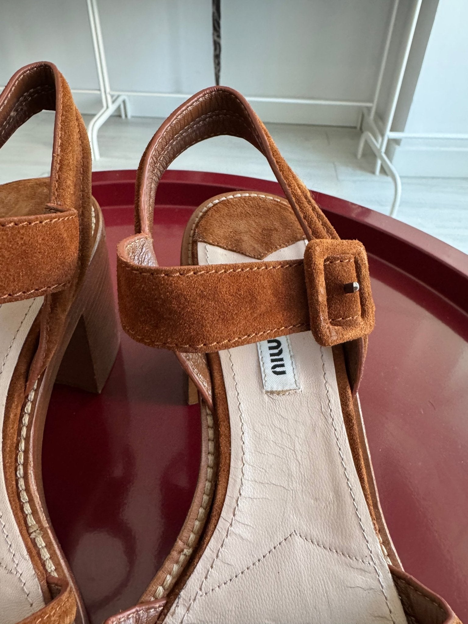 👡 Sandale Miu Miu din Suede Maro – EU 38 – Made in Italy - anbracaminte