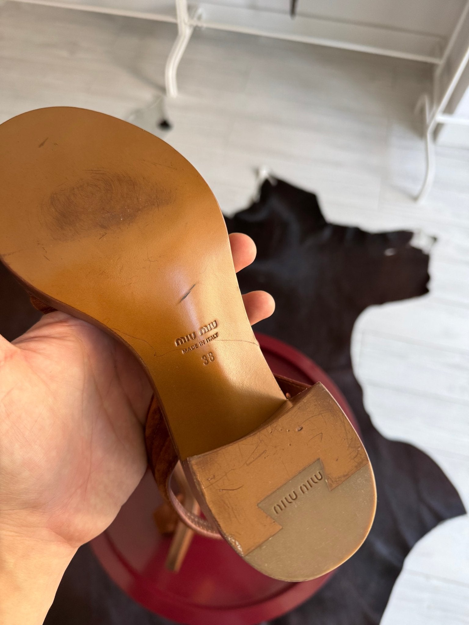 👡 Sandale Miu Miu din Suede Maro – EU 38 – Made in Italy - anbracaminte