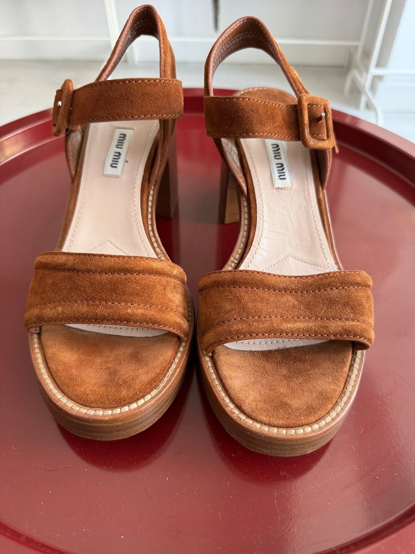 👡 Sandale Miu Miu din Suede Maro – EU 38 – Made in Italy - anbracaminte