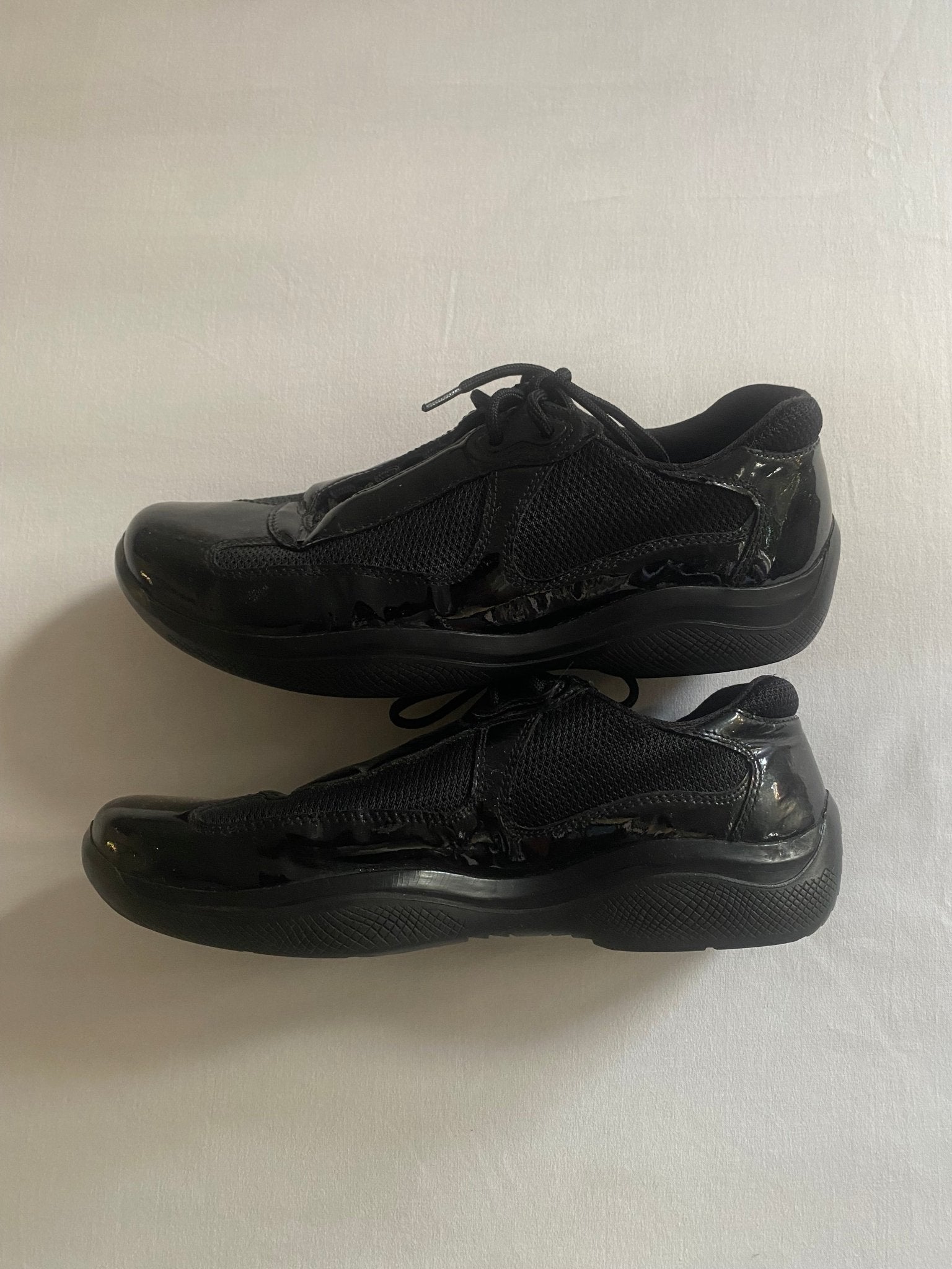 ⛵️ Sneakers Vintage Prada – America’s Cup – Piele Lăcuită Neagră – Mărime 37 - anbracaminte