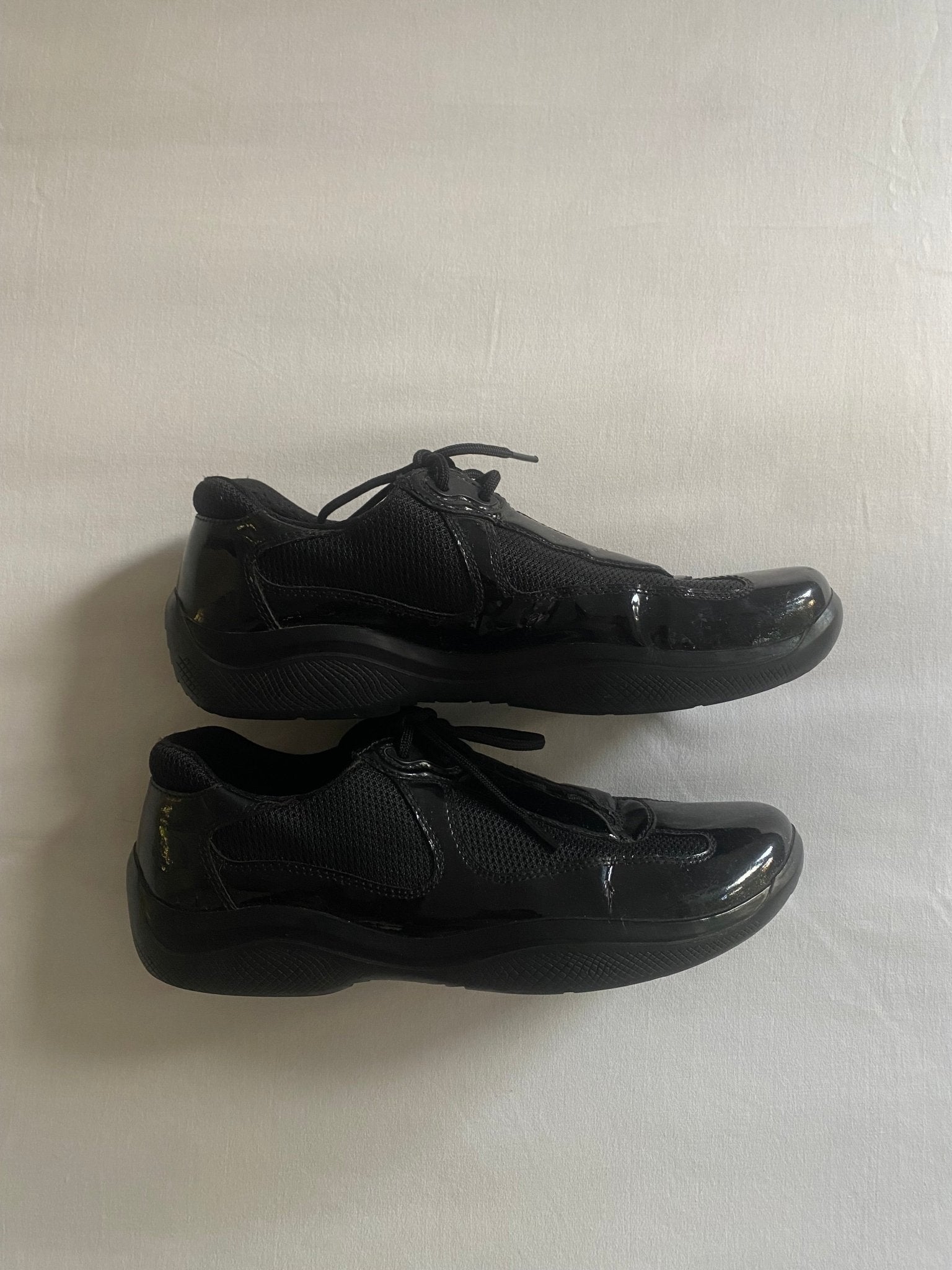 ⛵️ Sneakers Vintage Prada – America’s Cup – Piele Lăcuită Neagră – Mărime 37 - anbracaminte