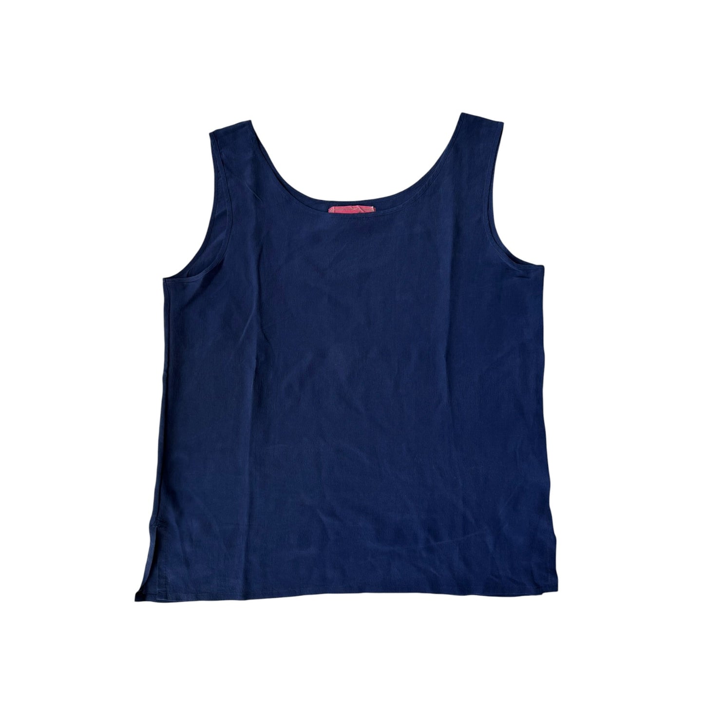 🌊 Tank Top Vintage Navy din Mătase – M Damă - anbracaminte
