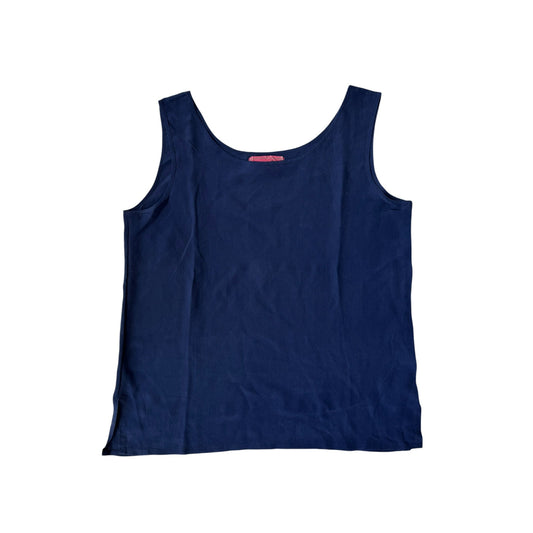 🌊 Tank Top Vintage Navy din Mătase – M Damă - anbracaminte
