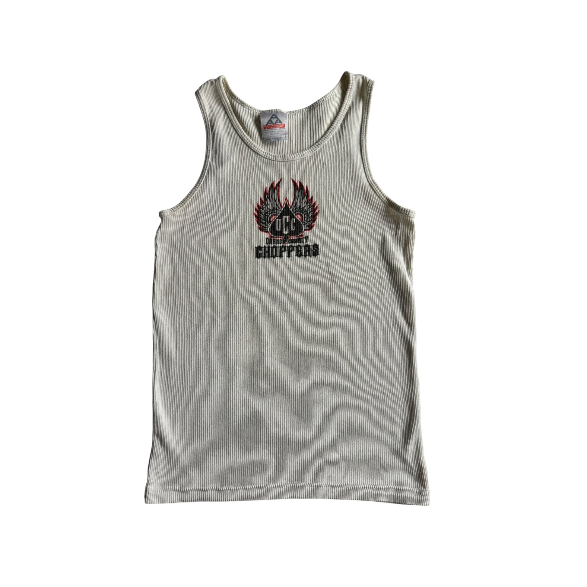 🏍️ Tank Top Y2K Damă Orange County Choppers Alb – aprox. S / M - anbracaminte